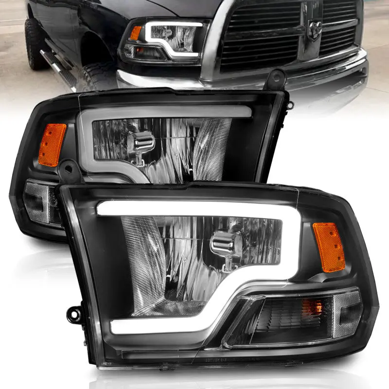Anzo Crystal Led Headlights With Integrated Light Bar – Black Housing For 2009–2018 Dodge Ram 1500 1